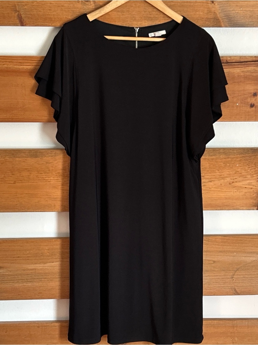 Cato Solid Black Flutter Sleeves Zipper Back Lined Formal Dress Size Medium